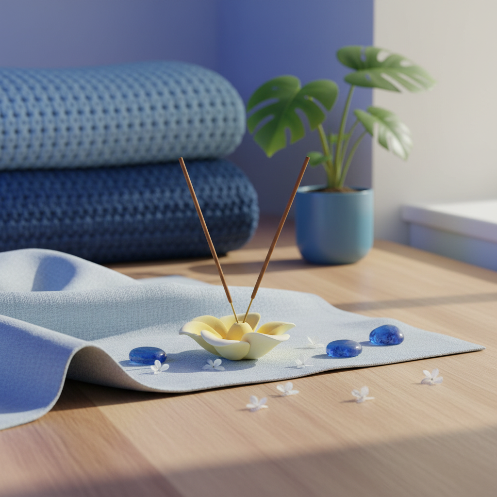 Frangipani Incense Holder with incense stick - alternate angle