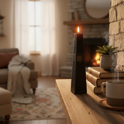 Musk Pillar Candle - full height in homely setting