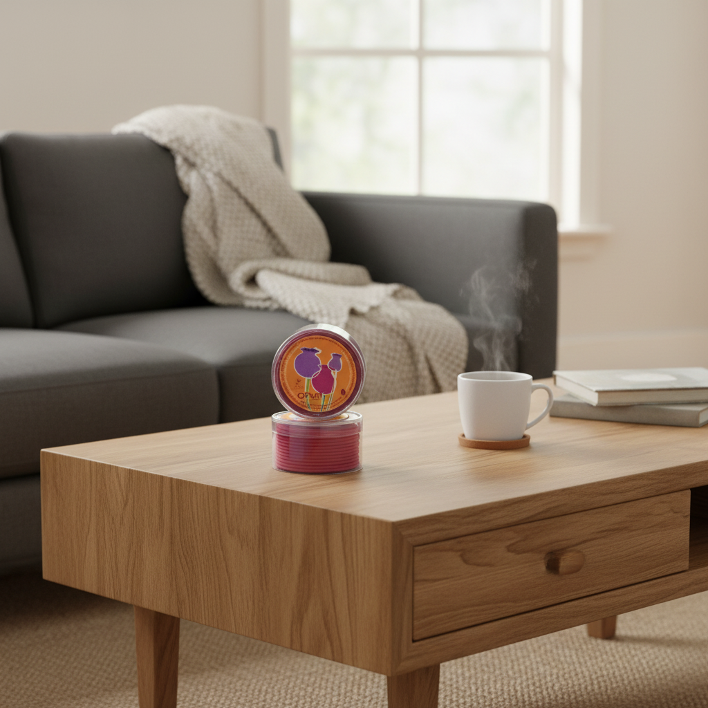 Opium Incense Coil on coffee table