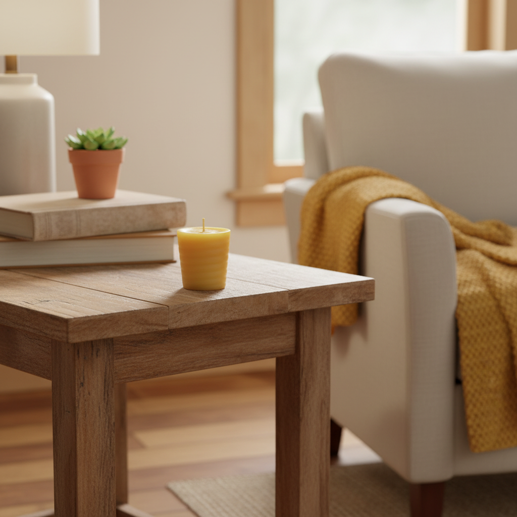 Sandalwood Votive Candle in homely setting