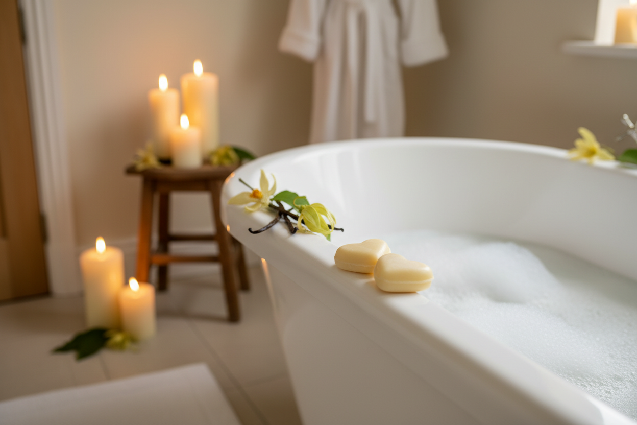 Satin Nights Bath Melts by the bathtub