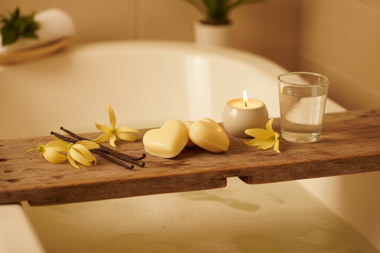 Satin Nights Bath Melts on bath tray