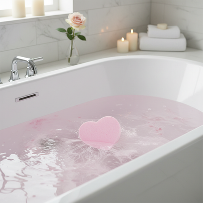 Sensuale Heart Bath Bomb fizzing with pink color in bath