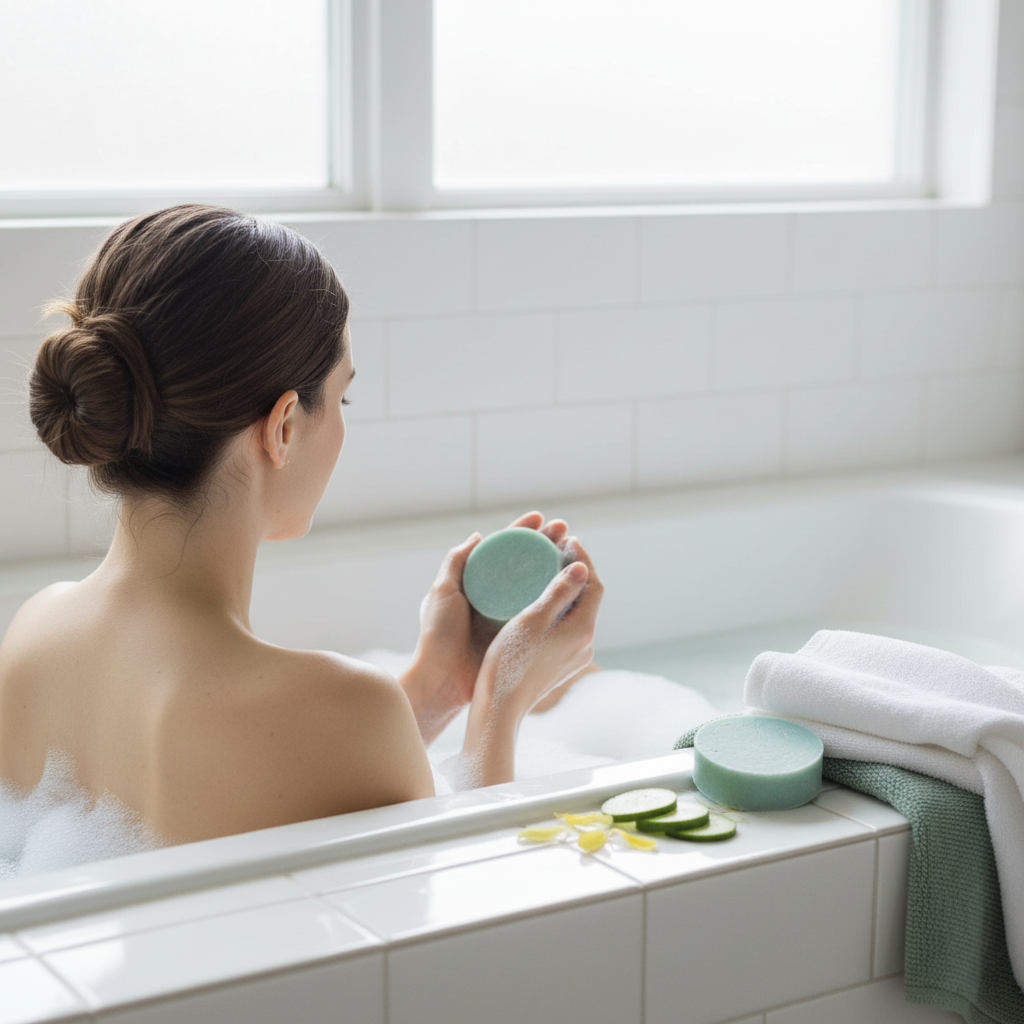 Summer Fresh Soap in elegant bath scene - alternate angle